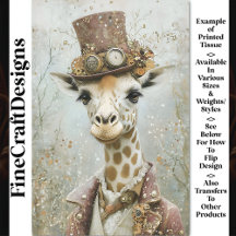 Steampunk ビクトリアン Giraffe、Top Hat CA5 Decopage