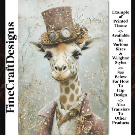 Steampunk ビクトリアン Giraffe、Top Hat CA5 Decopage 薄葉紙