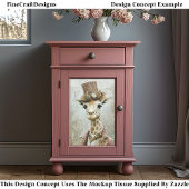 Steampunk ビクトリアン Giraffe、Top Hat CA5 Decopage 薄葉紙