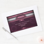 Steampunk、ピンクのハートとモノグラムの銘板 長方形シール (封筒)