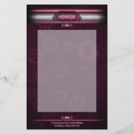 Steampunk、ピンクのハートオンギア、モノグラム 便箋