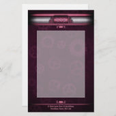 Steampunk、ピンクのハートオンギア、モノグラム 便箋 (正面/裏面)