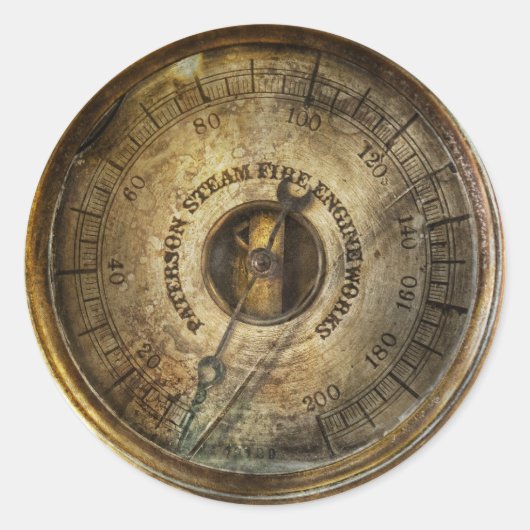 Steampunk – 圧力計 ラウンドシール (正面)