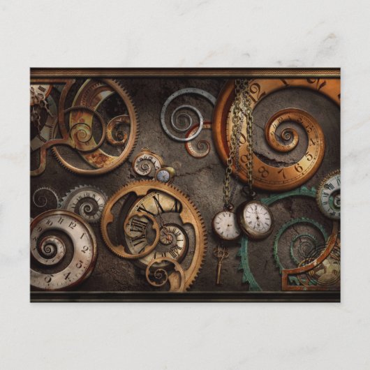 Steampunk -抽象芸術 – 時間が複雑 ポストカード (正面)