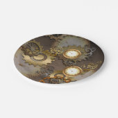 Steampunk、時計およびギア ペーパープレート (アングル)