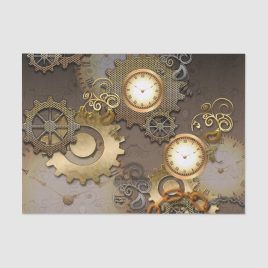 Steampunk、時計およびギア 薄葉紙 (正面)