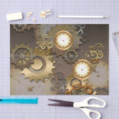 Steampunk、時計およびギア 薄葉紙 (クラフト)