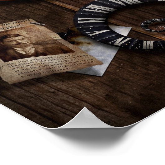 Steampunk – 時計 – タイムマシン ポスター (角)