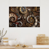 Steampunk – 時計 – タイムマシン ポスター (キッチン)