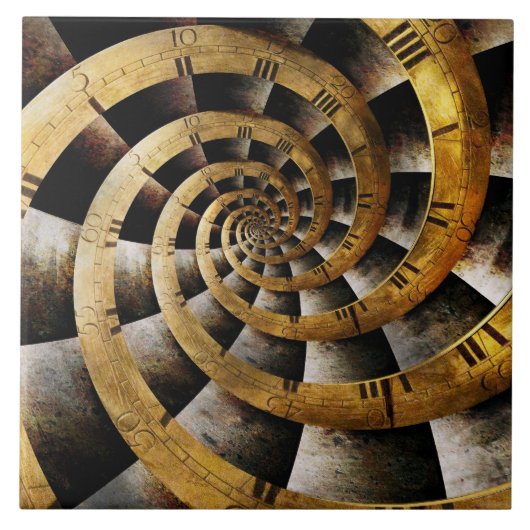 Steampunk -時計-時間の流れ タイル (正面)