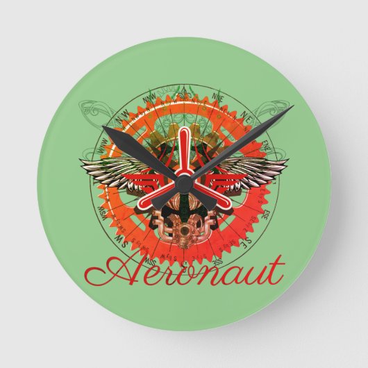 Steampunk Aeronaut, Himmelsmechanik ラウンド壁時計 (正面)