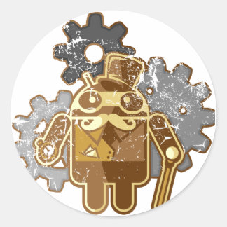 Steampunk Android used-Look ラウンドシール