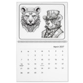 Steampunk Animals Coloring Calendar カレンダー (3月 2027)