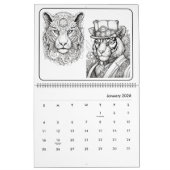 Steampunk Animals Coloring Calendar カレンダー (1月 2026)