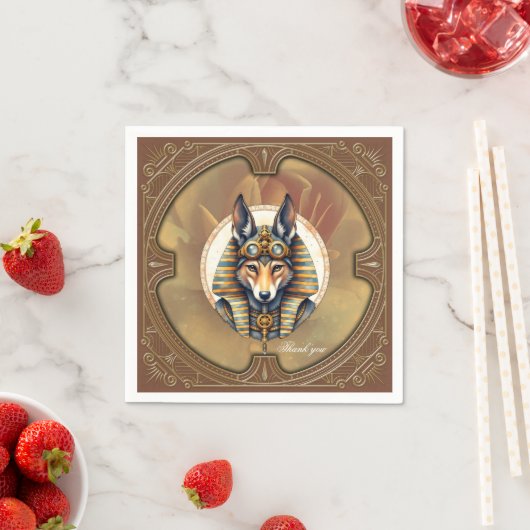 Steampunk Anubis Fox Portrait スタンダードカクテルナプキン (インサイチュ)