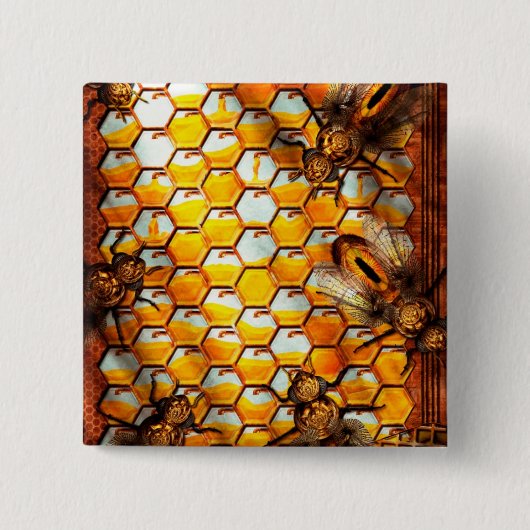 Steampunk - Apiary -はちの巣 缶バッジ (正面)