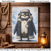 Steampunk Arctic Explorer Penguin FG3 Decoupage 薄葉紙