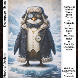 Steampunk Arctic Explorer Penguin FG3 Decoupage 薄葉紙
