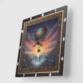 Steampunk Balloon Fantasy Waterfall スクエア壁時計 (傾斜)