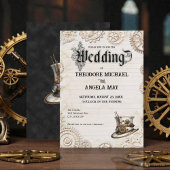 Steampunk Beige Personalized Wedding Invitation 招待状