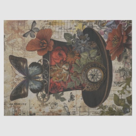Steampunk Black Hat Decoupage 薄葉紙 (正面)