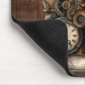 Steampunk Books Wood Background Mousepad マウスパッド (コーナー)