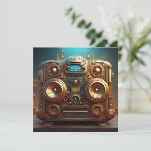 Steampunk Boom Box Radio 招待状 (スタンド正面)