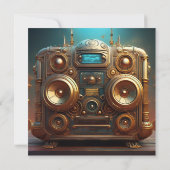 Steampunk Boom Box Radio 招待状 (裏面)