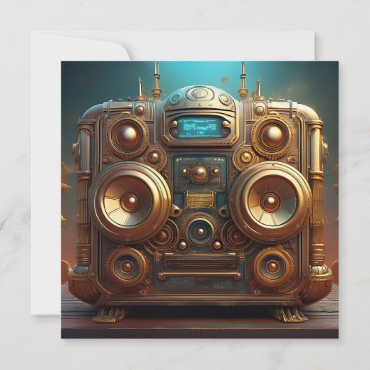 Steampunk Boom Box Radio 招待状 (裏面)