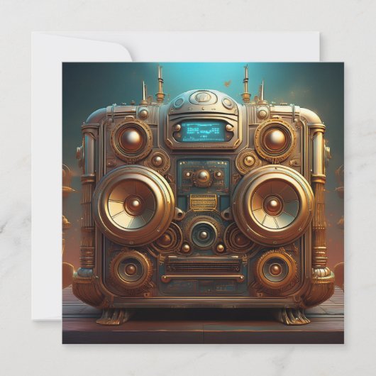 Steampunk Boom Box Radio 招待状 (正面)