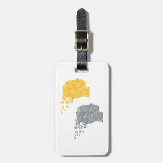 Steampunk Brain Power Cogwheel Heads ラゲッジタグ (正面縦)