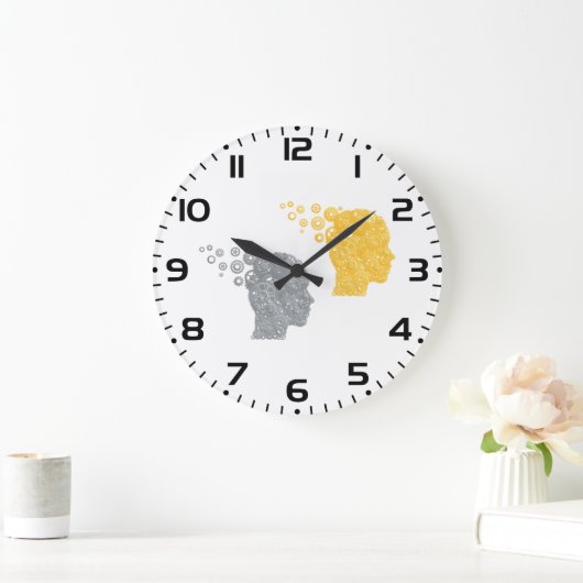 Steampunk Brain Power Cogwheel Heads ラージ壁時計 (ホーム)