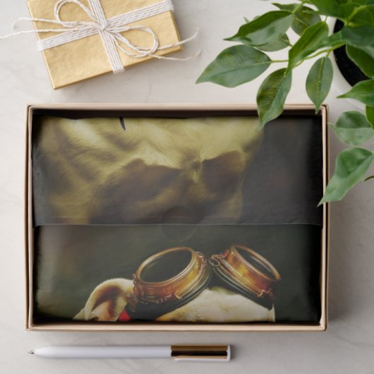 Steampunk Bulldog Aviator Portrait FC4R Decoupage 薄葉紙 (ギフト)