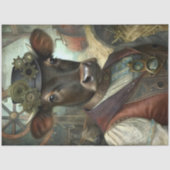 Steampunk Calf Whimsical Vintage Farm Decoupage 薄葉紙 (正面)