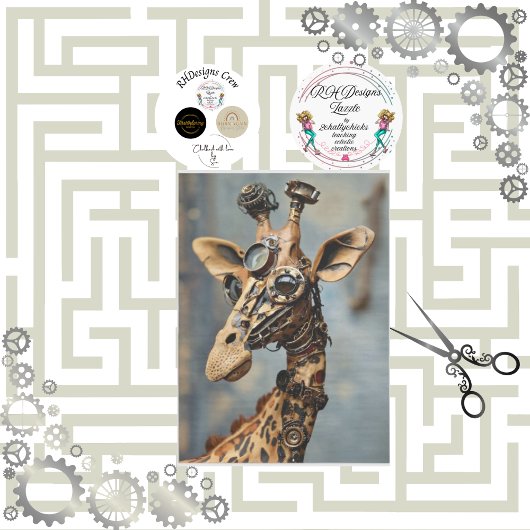 Steampunk camel geared decoupage 薄葉紙