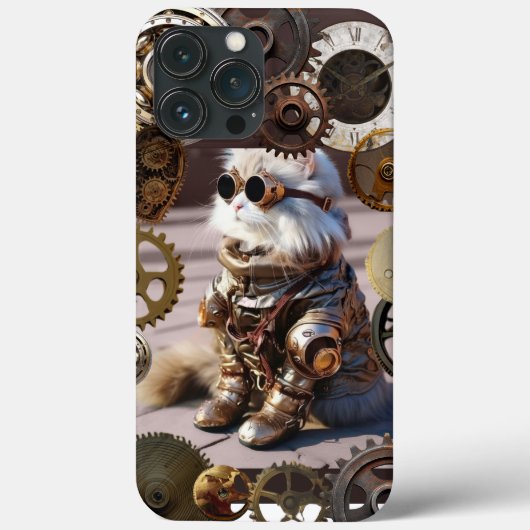 Steampunk CatとギアiPhone / iPadケース Case-Mate iPhoneケース (裏面)
