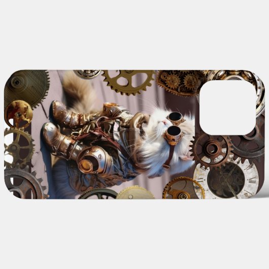 Steampunk CatとギアiPhone / iPadケース Case-Mate iPhoneケース (裏面 (横))