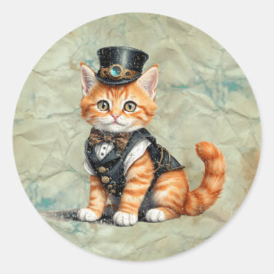 Steampunk Cat:ゴシック子猫猫好き ラウンドシール