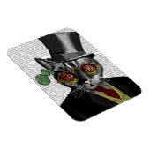 Steampunk Cat – トップハットと赤い黄色のメガネ マグネット (右側)