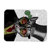 Steampunk Cat – トップハットと赤い黄色のメガネ マグネット (横)