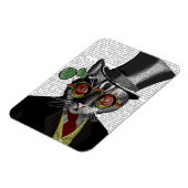 Steampunk Cat – トップハットと赤い黄色のメガネ マグネット (左側)