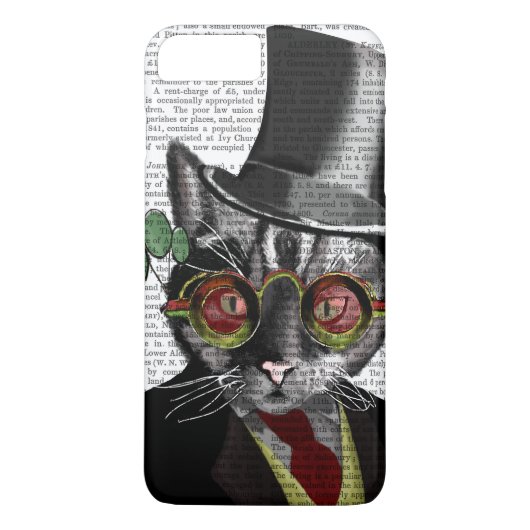Steampunk Cat – トップハットと赤い黄色のメガネ Case-Mate iPhoneケース (裏面)