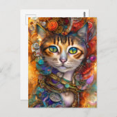 Steampunk Cat  ポストカード (正面/裏面)