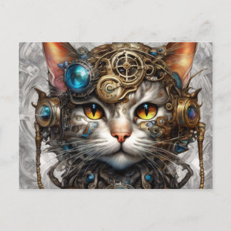 Steampunk Cat 1 ポストカード