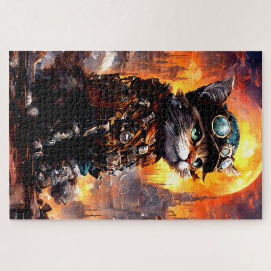 Steampunk Cat II ジグソーパズル (横)