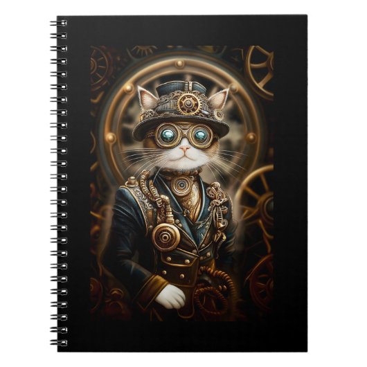 Steampunk Cat In フォーマル Uniform G4R journal ノートブック (正面)