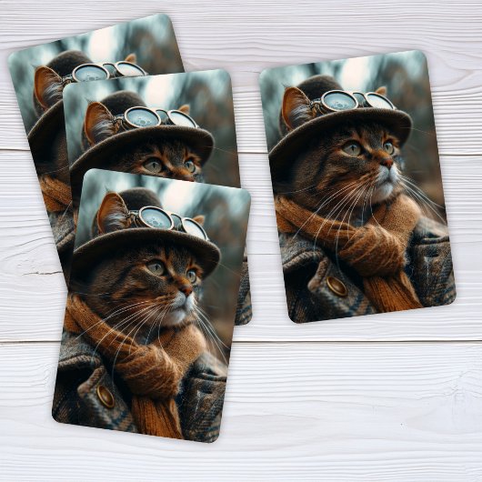Steampunk Cat in Clothes Playing Cards トランプ