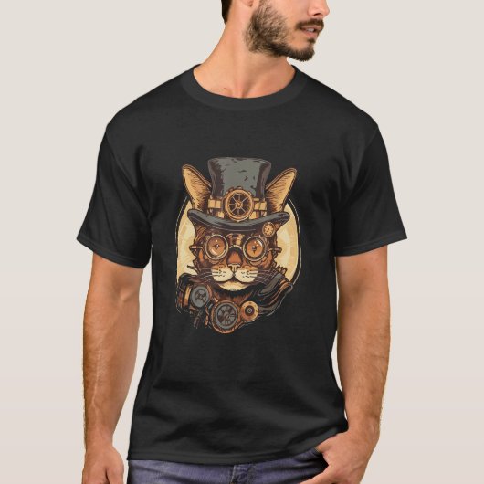Steampunk Cat Kitten Steam Punk  Cat  4 Tシャツ (正面)