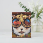 Steampunk Cat Notecardこんにちは シーズンカード (スタンド正面)