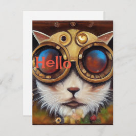 Steampunk Cat Notecardこんにちは シーズンカード